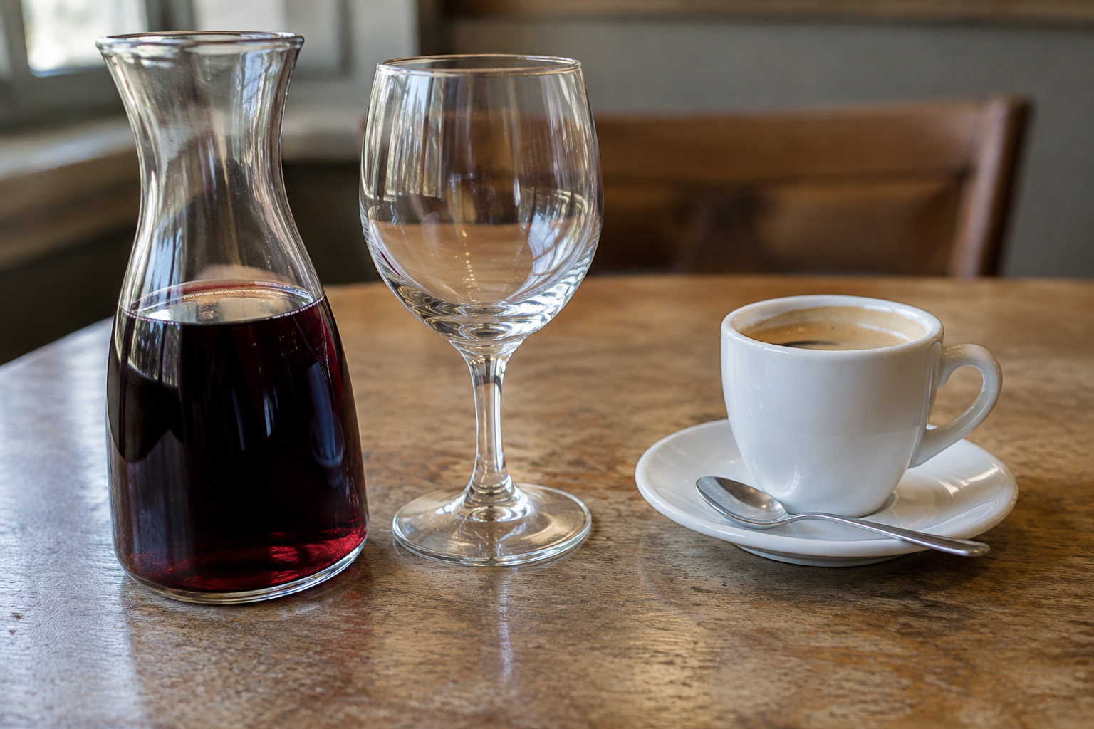 Boissons du déjeuner : 1/4 de vin et café